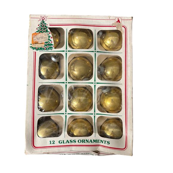 Vintage ESSEX FRANKE Glass Gold Ornaments | Set of 12 - Picture 2 of 6